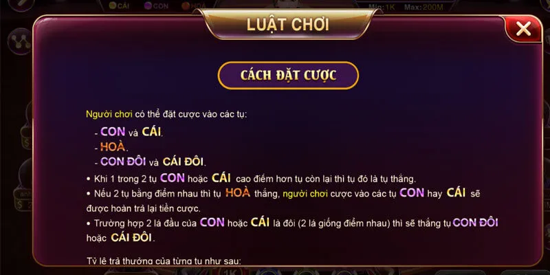 Luật chơi baccarat Kim Tài Sunwin