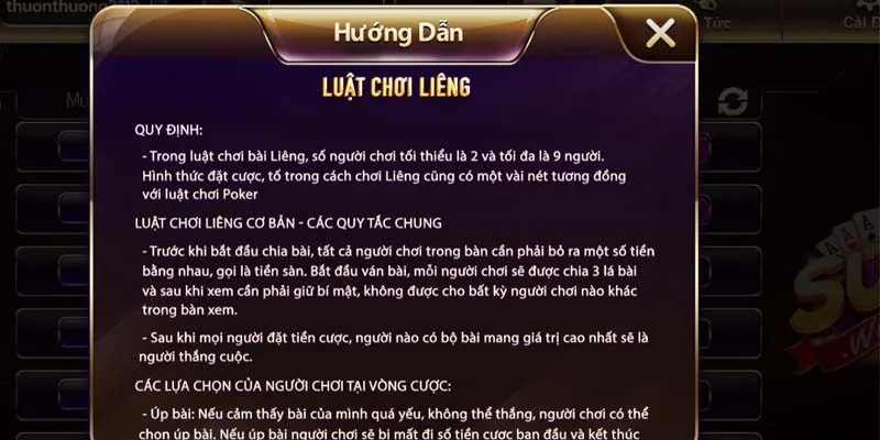 Tìm hiểu luật chơi liêng Sunwin